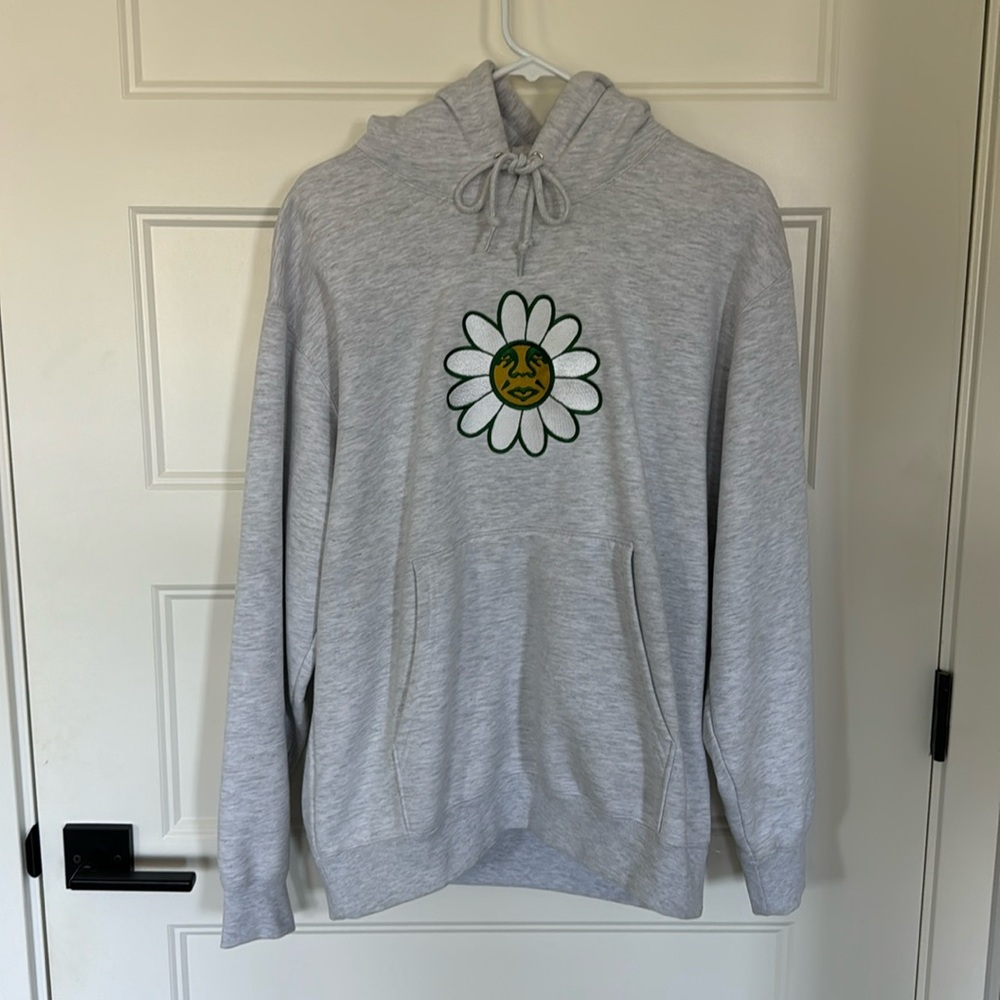 Mens Obey Hoodie, Size Medium, Heather Grey